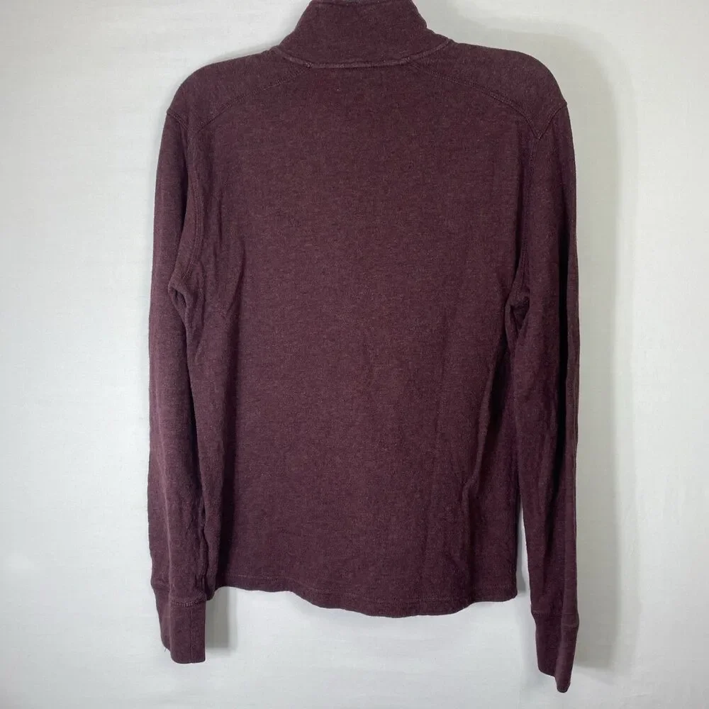 J Crew Sweatshirt Mens Size Small Burgundy 1/4 Zip Mock Neck Pullover Sweater